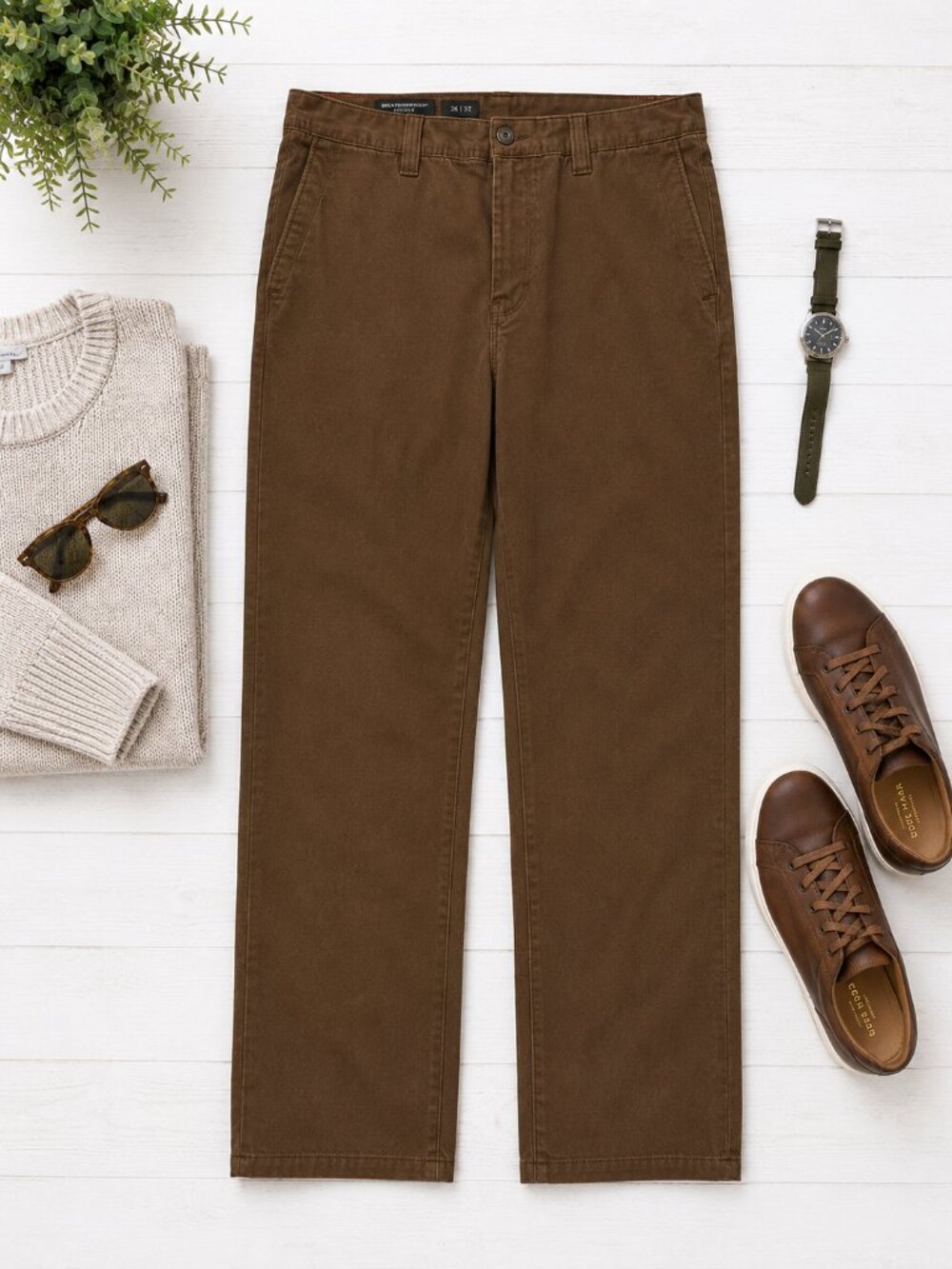 Weatherproof Vintage Men's 36x32 Brown Straight Leg Chino Pants